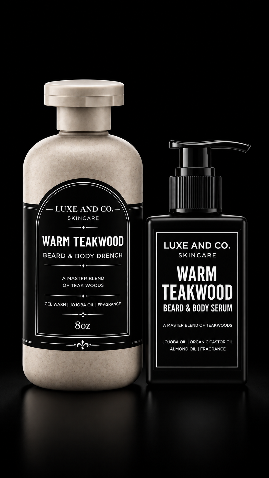 Warm Teakwood Beard + Body Duo | Body Wash + Beard Serum