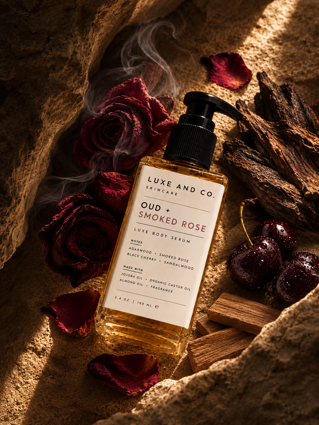 Oud + Smoked Rose Luxe Body Serum