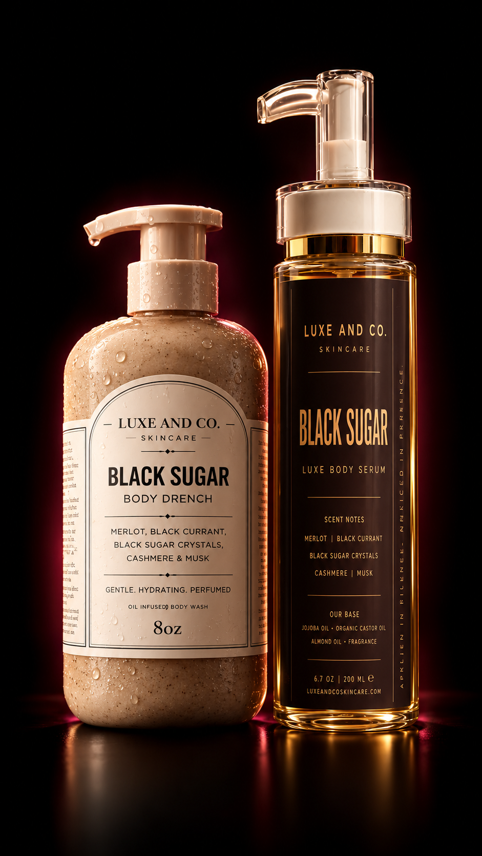 Black Sugar Body Duo | Body Wash + 6.7oz Body Serum